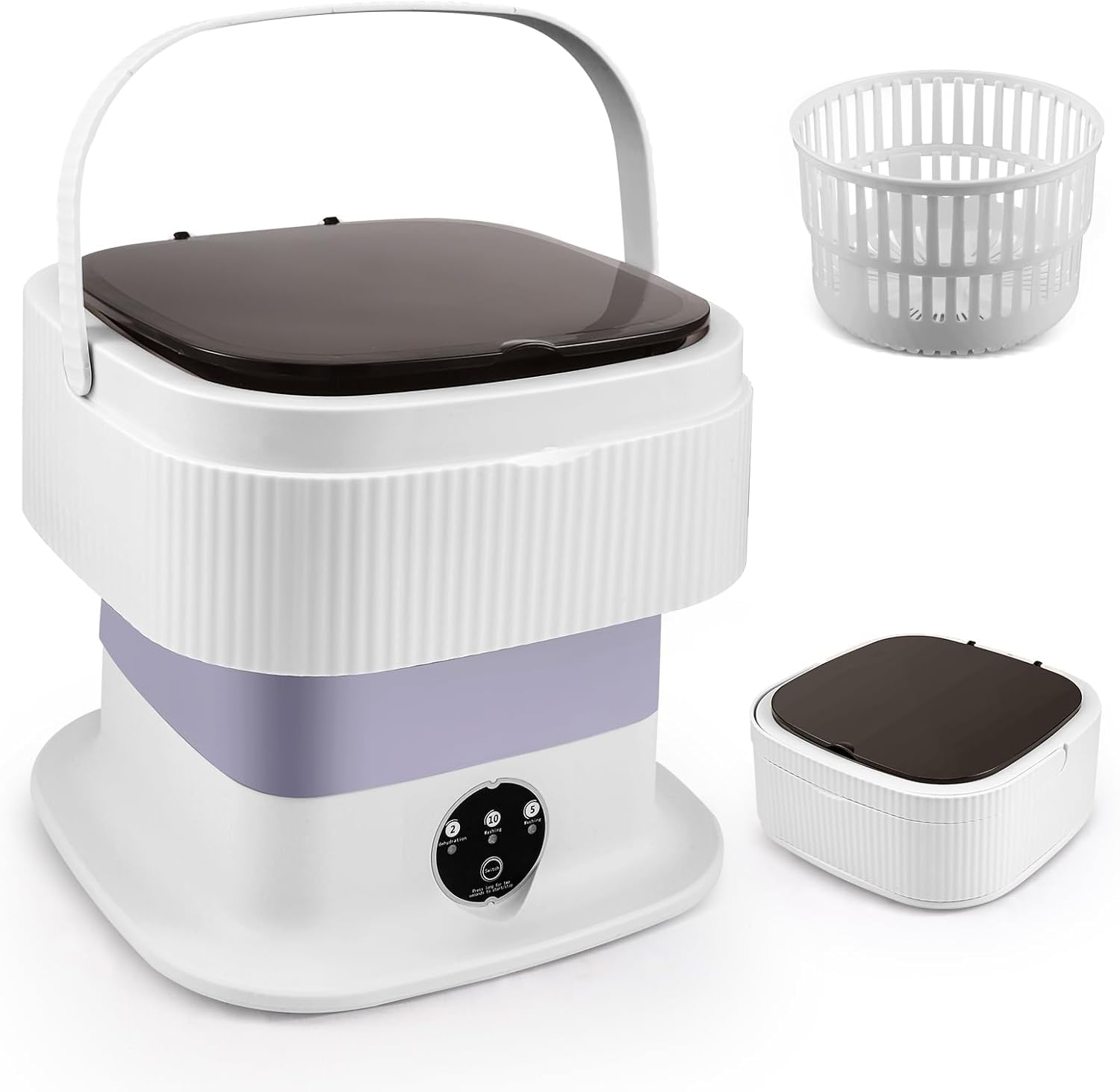 Mini lavatrice, lavatrice pieghevole da 11 litri con funzione centrifuga, lavatrice da viaggio portatile, lavatrice da campeggio mobile per viaggi, studenti, camper (Viola)