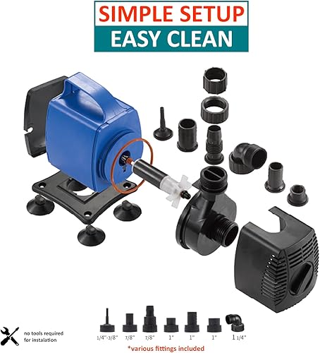 Miniatura 3 de Aqua Dream Bomba sumergible de 1190 GPH (4500LH, 35 W), ultra silenciosa, ajustable, anfibia, interna, externa, para estanque, acuario, pecera,