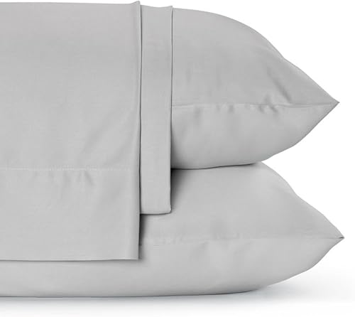 Juego de 2 fundas de almohada estándar de viscosa de bambú, color gris