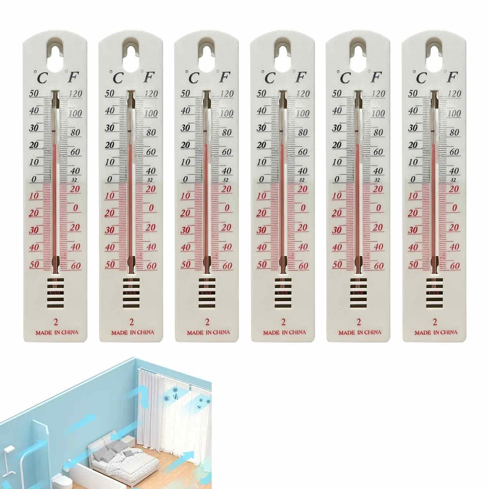 Analogowy termometr wewnętrzny, termometr zewnętrzny, 6 sztuk, 19,5 cm | termometr ogrodowy, wysoka dokładność, analogowy termometr pokojowy, termometr ścienny, miernik temperatury wewnątrz i na
