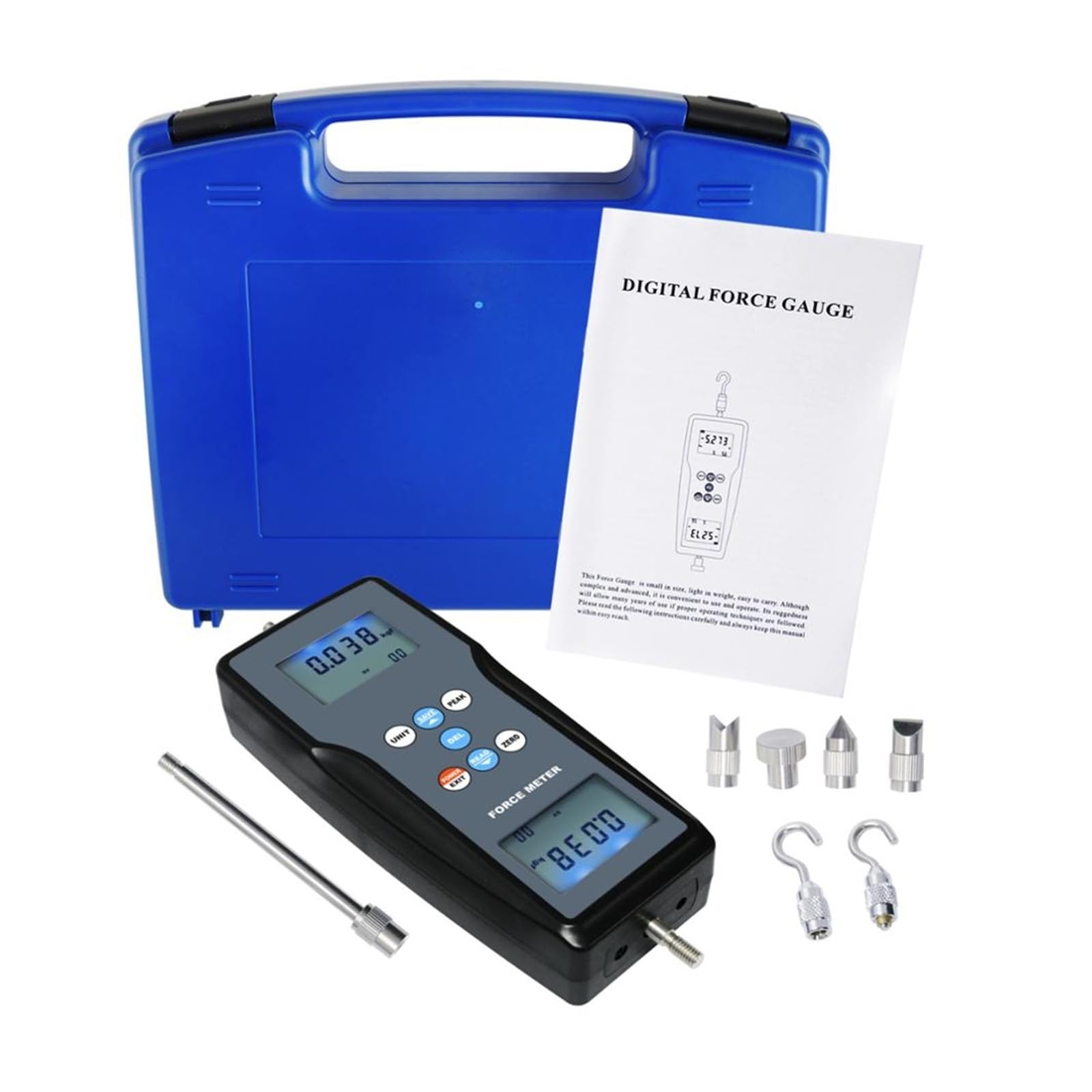 Medidor de fuerza digital FM-207-100K, comprobador de magnitud de tracción y empuje (N/Kg/Lb/G) for hardware de construcción de laboratorios Opciones de unidades múltiples(10K)