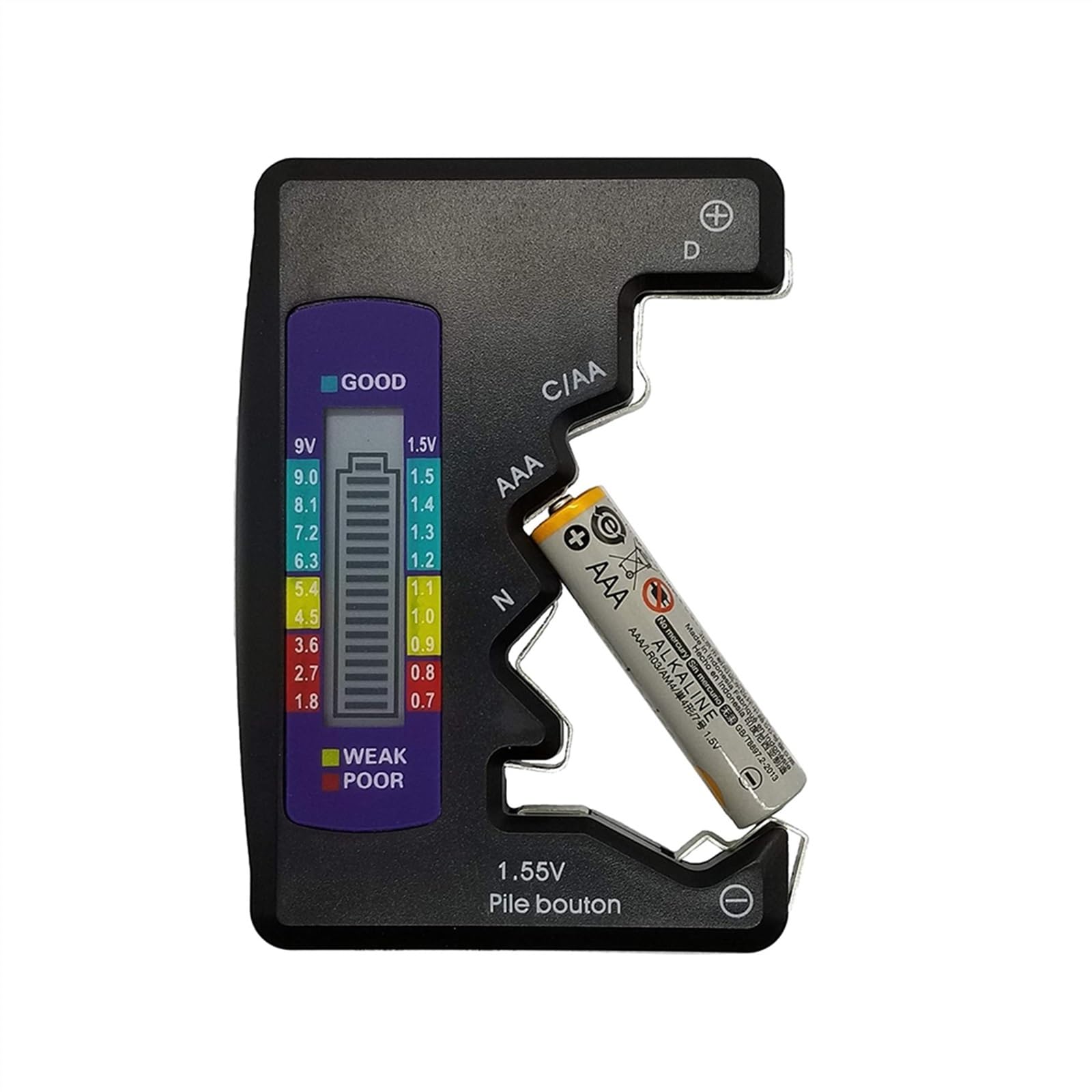 Tester batteria digitale - Controllo della tensione ad alta precisione, analizzatore batteria universale | Rilevatore per D C Aa Aaa N 9 v Batteria a