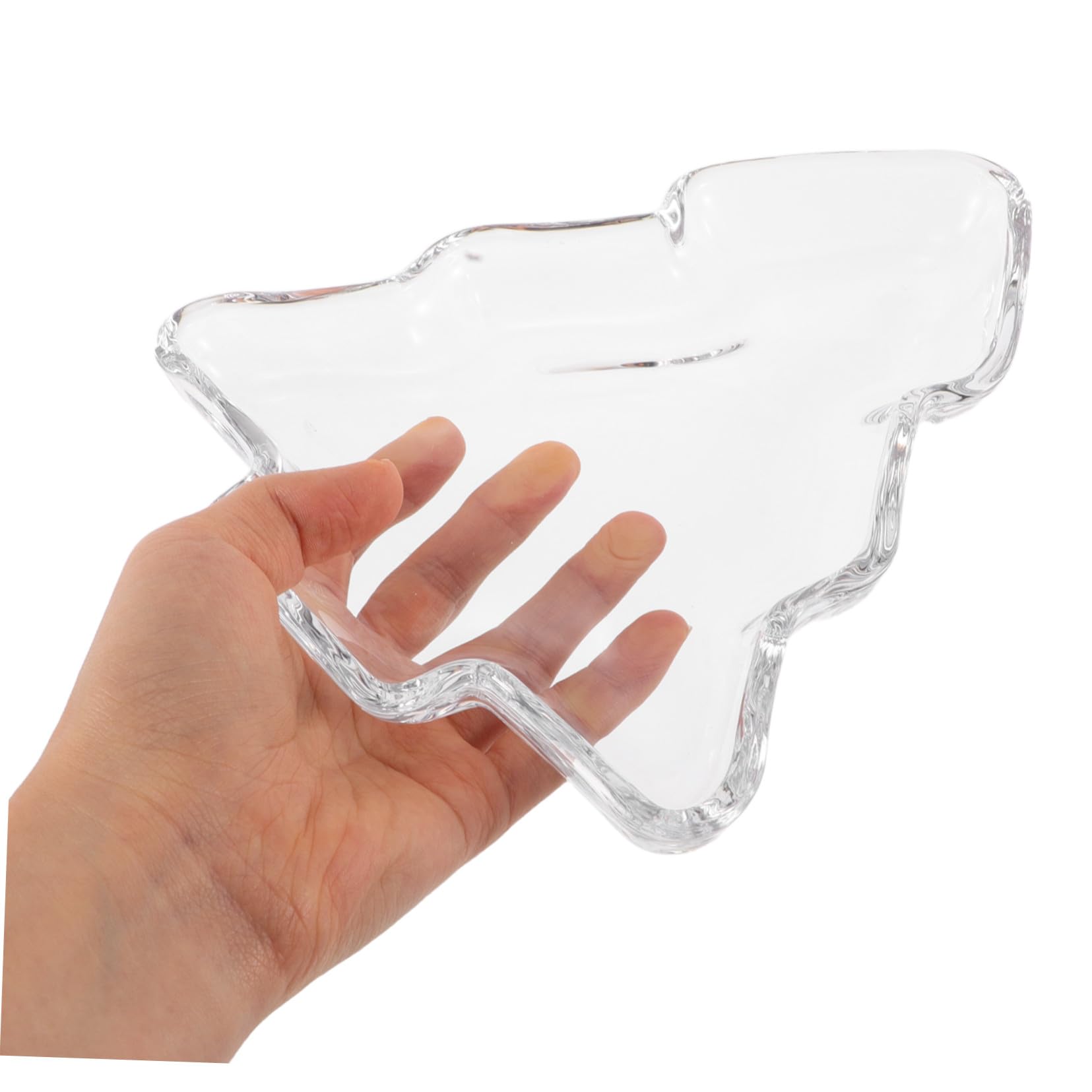 Sosoport Bandeja para Servir Forma de Árbol de Navidad de Cristal Transparente Plato Grande para Frutas Secas y para Fiestas Navideñas y Decoración Festiva