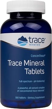Trace Minerals ConcenTrace Ionic Trace Mineral Tablets, 300 Tablets | 70+ ionic trace minerals, Great Salt Lake sourced, Supports bones, joints, and muscles, Replenishes daily minerals