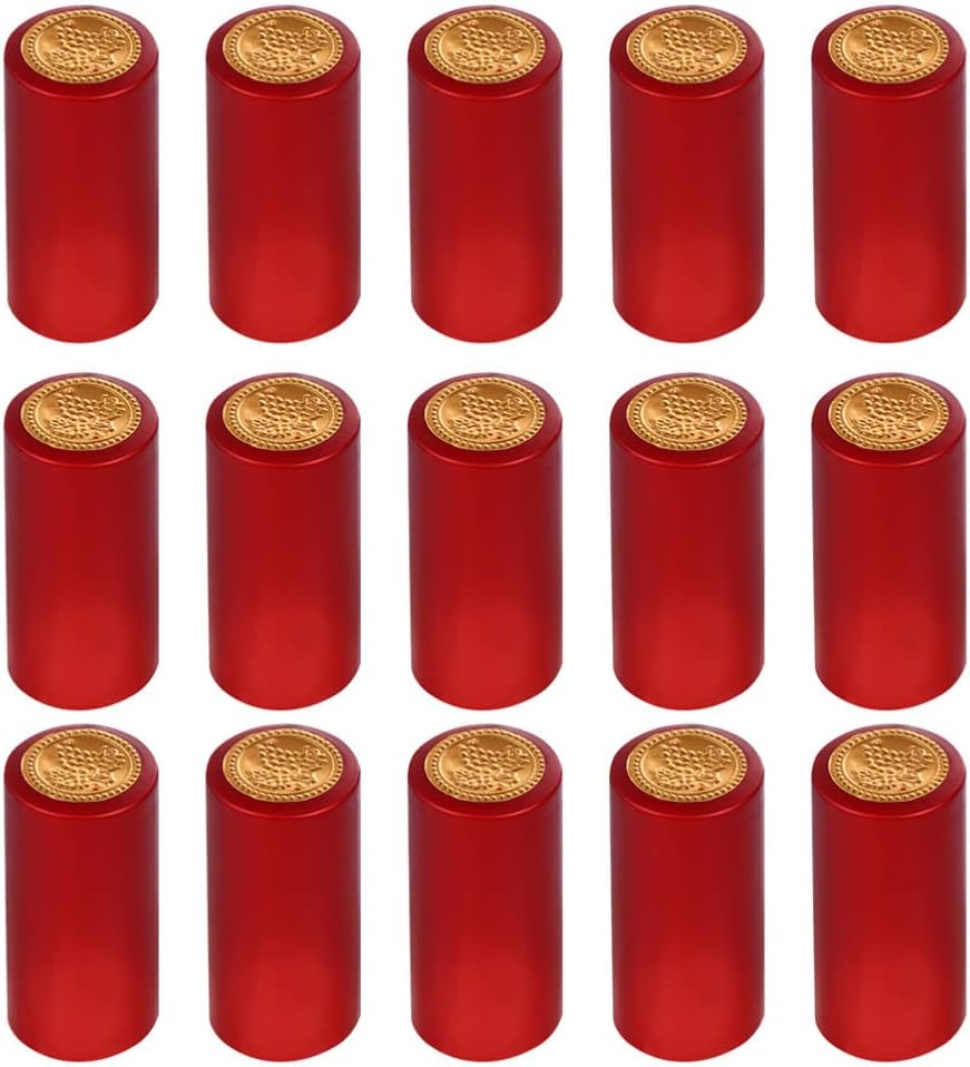 Zerodeko Wine Bottle Tops Wine Bottle Stopper Pieces Wine PVC Heat Shrink, Wine Bottle Shrink Caps,Wine Shrink Wrap for Wine Cellars and Home Use (Red) Cork Sealer Shrink Bottle Sleeves