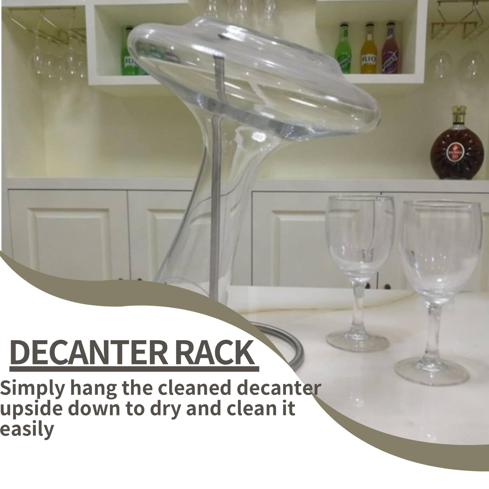 HERCHR Decanter Rack Soporte de acero inoxidable 16,5 x 16,5 x 31 cm