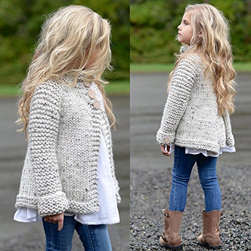 Sweaters for Girls, 2-8Years Toddler Kids Open Front Button Down Knit Clothes Knitted Sweater Cardigan Coat Tops2