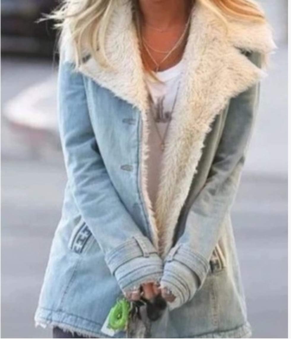 Women Winter Open Front Sherpa Lined Coat Faux Fur Fuzzy Fleece Lapel Button Long Sleeve Jacket Outwear with Pocket - Image 2