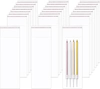 Vista 13 de Bolsas de celofán de 2" x 8" 100 piezas Bolsas largas resellables de celofán OPP Bolsas autoadhesivas de 1 mil para pretzel panadería galletas