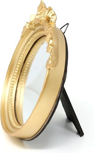 Miniatura 5 de yueton 1 paquete de espejo de pared vintage mini espejo redondo retro dorado espejo de pared elegante espejo de mano para mujer