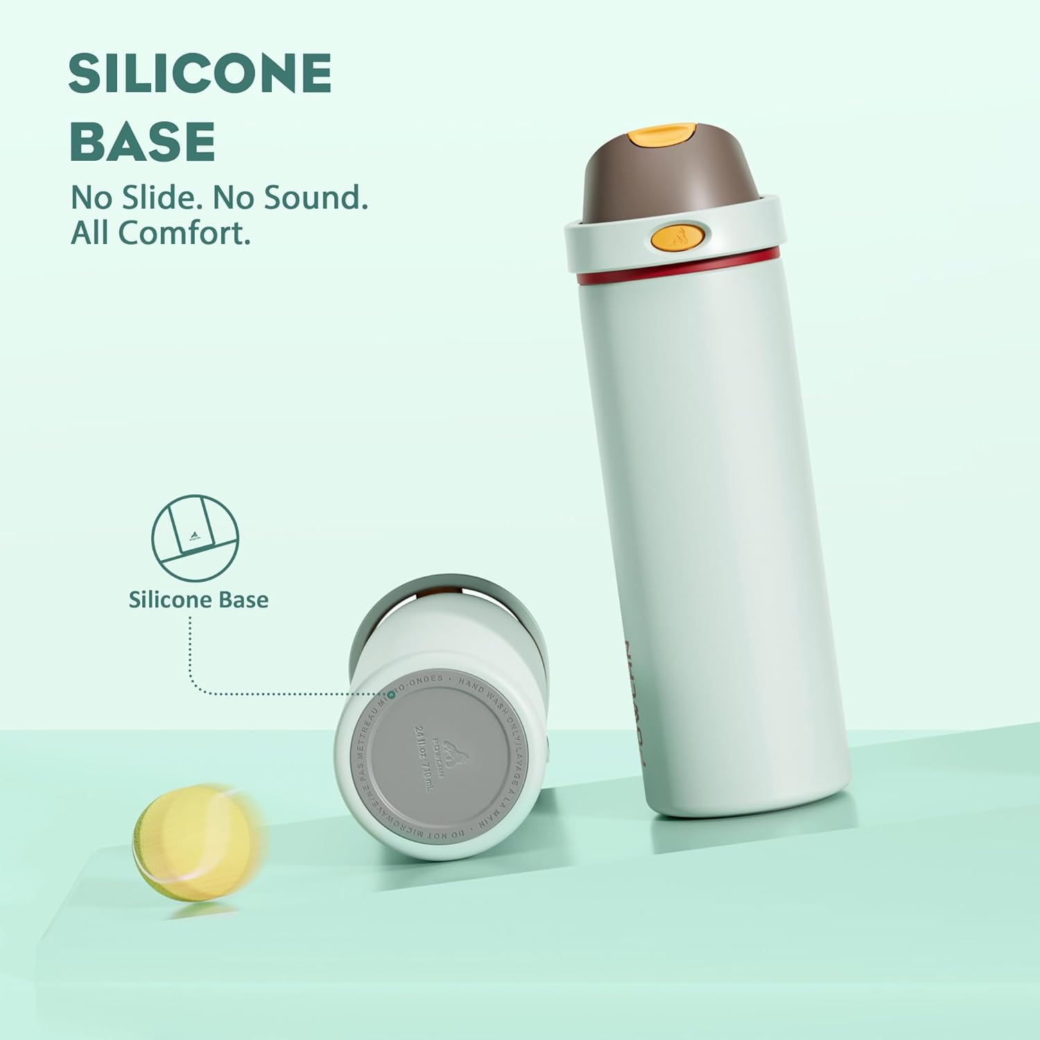 POWCAN 24 oz Travel Water Bottle: 2-in-1 Push-Button Spout & Quick-Flip Straw, Leakproof, Cold 24Hrs, Fits Car Cup Holder, Stainless Steel Sports Cup for School, Travel, Gym, Outdoor Gift (Clay Bay) - Image 6