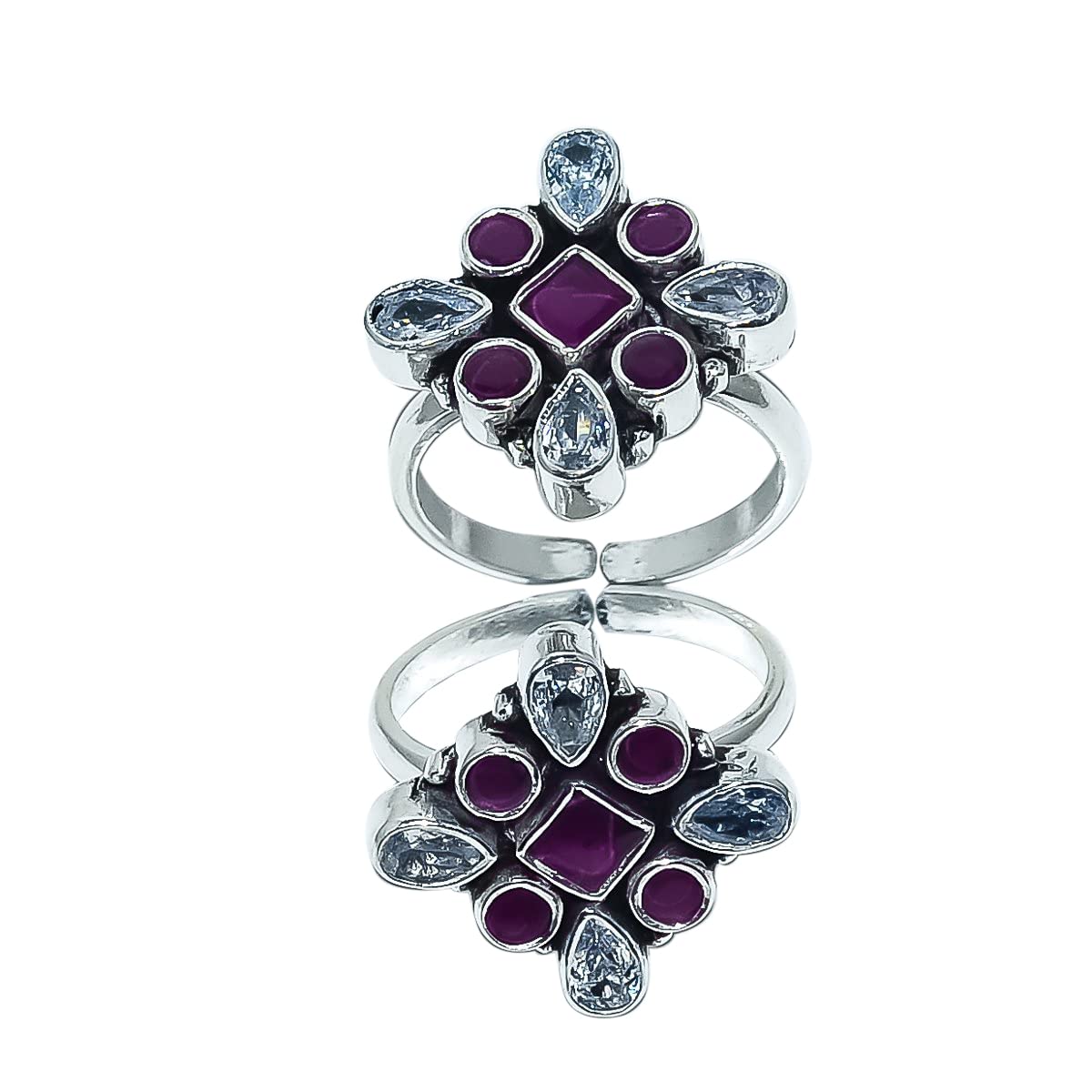 Ruby White Topaz Dainty Toe Ring, Anniversary Toe Ring, Women Toe ring,Toering, 92.5 Sterling Silver Toering, Bohemian Toering, Malte Stone Toering