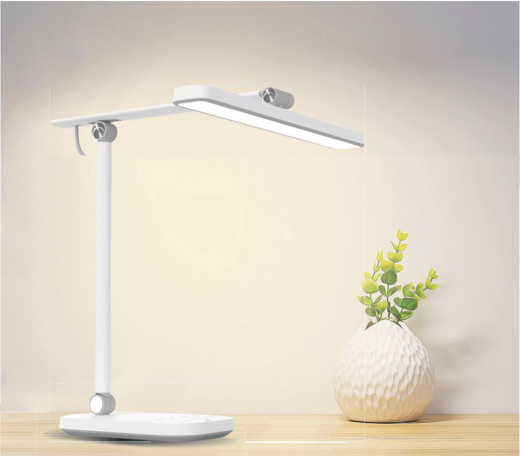Unilux LED Schreibtischleuchte Pureline weiss, dimmbar, Helligkeitssensor und Gelenkarm