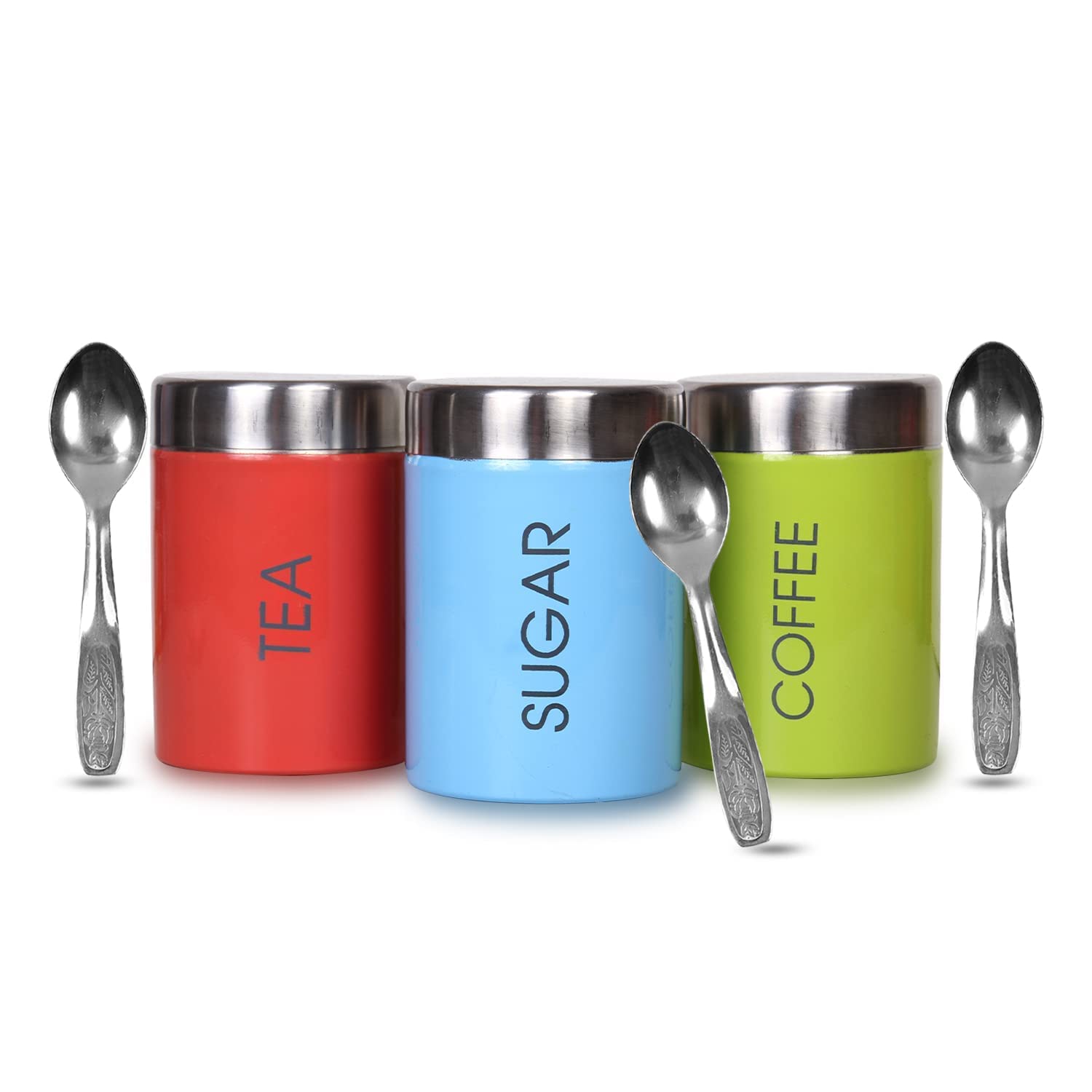 VISAXMI® Stainless Steel Tea Sugar Coffee Container Set of 3 Tea
