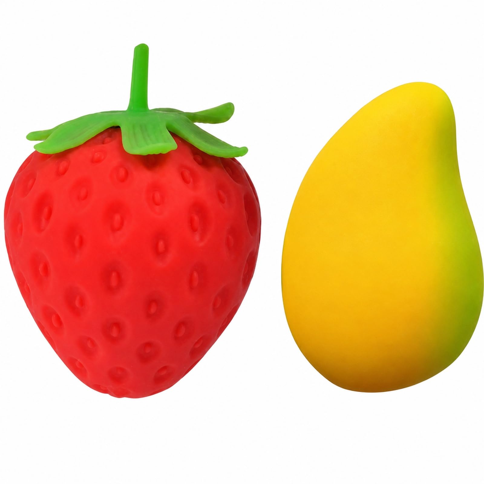 2pcs Fruit Squishy, Mango and Strawberry Squishy, Sensory Tools and Desk Decoration for Gift Idea