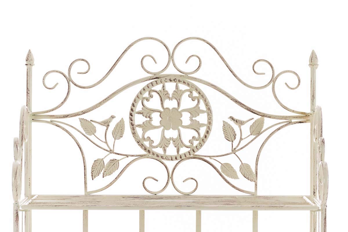 CLP Pflanzenregal Metall klappbar Flora, Blumenregal 4 Ebenen, Standregal im Landhausstil, für Garten, Balkon, Terrasse, Indoor & Outdoor, Farbe:antik-Creme