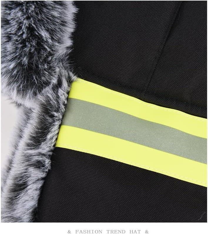 Mens Winter Trapper Hat with Ear Flaps Ushanka Lined Reflective Ski Cap Aviator Windproof Warm Hunting Cycling Snow Hat - Image 4