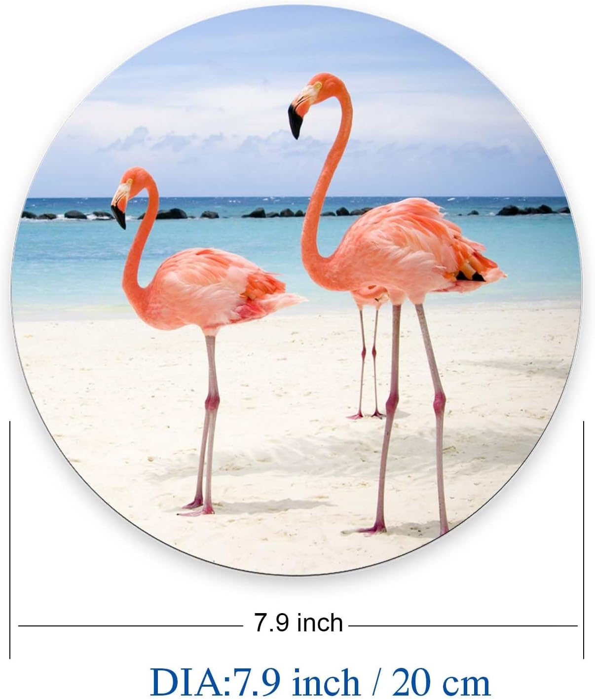 Mouse Pad, Flamingos Walking on The Beach Mouse Pad, Premium-Textured Mouse Mat Round Non-Slip Rubber Base Computer Mousepads for Office Laptop Desk 7.9×7.9×0.12 inches image 3