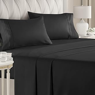 Full Size 4 Piece Sheet Set - Comfy Breathable & Cooling Bed Sheets Set - Hotel Luxury Bedding for Women, Men, Kids, Teens, Boys & Girls - Deep Pockets, Ultra-Soft and Wrinkle Free - Oeko-Tex - BlackOEKO-TEX MADE IN GREENOEKO-TEX MADE IN GREENOEKO-TEX MADE IN GREEN