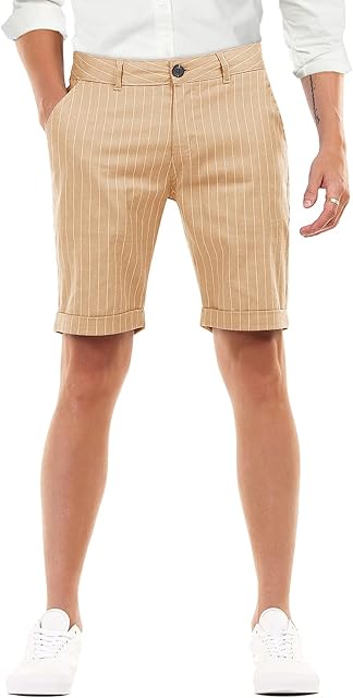 Heyfanee Men's Skinny Fit Dress Shorts Cotton Twill Flat Front Chino Short 9 Inch Inseam