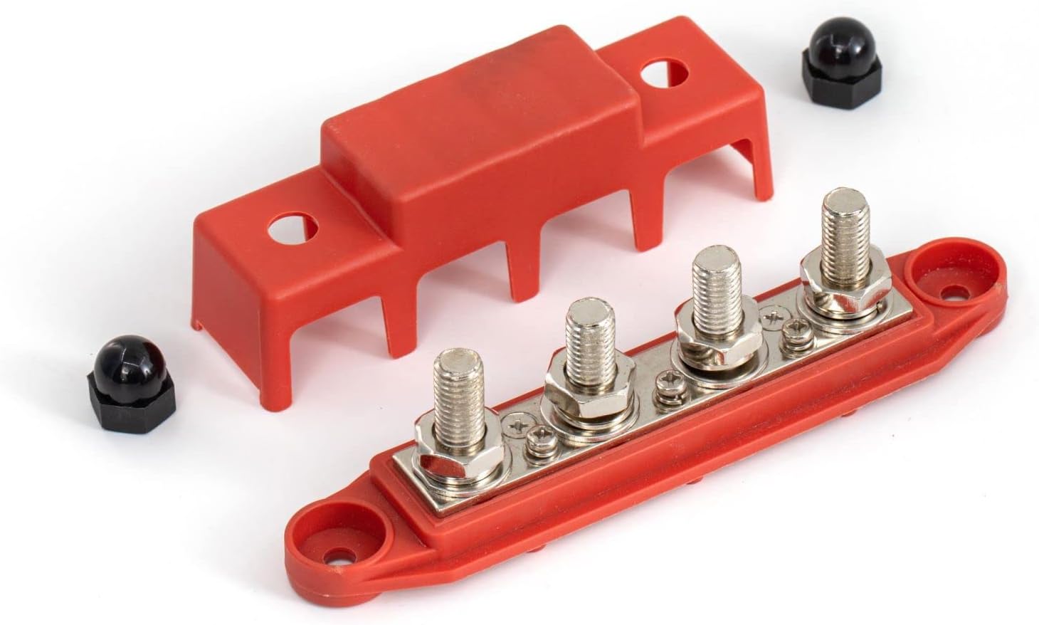 12V Power Distribution Block Bus Bar Terminal Block with Cover M8 M10 High Current Terminal Studs for Truck Boat Car Camper RV Be Applicable(M10 Red Black)