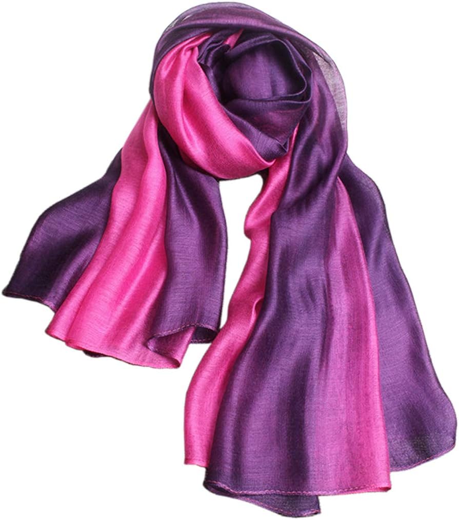 Cotton Silk Scarf Elegant Soft Wraps Color Shade Scarves for Women