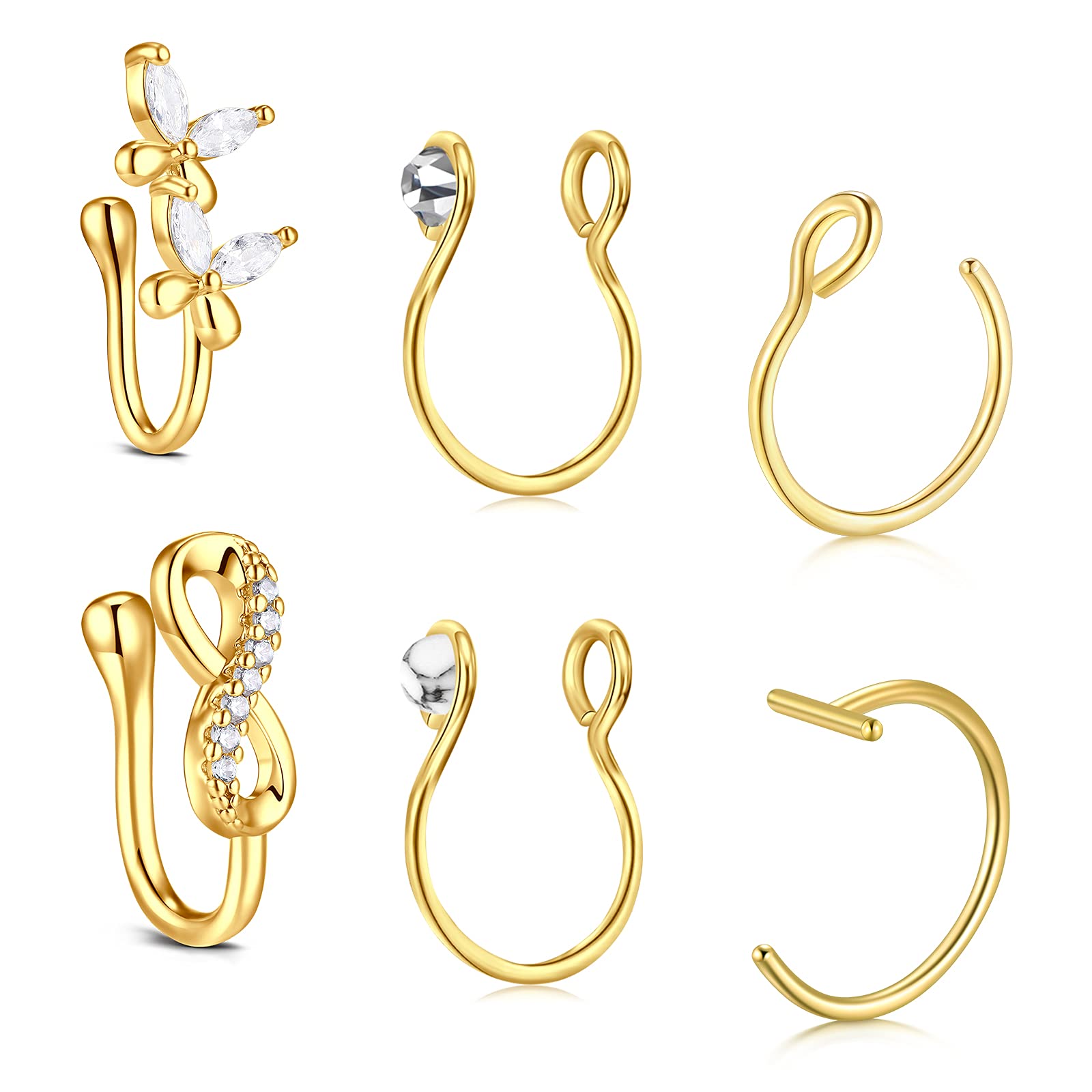 Faux Septum Piercing Fake Septum Nose Hoop Rings Stainless Steel Faux Lip Ear Nose Face Septum Ring Non Piercing Clip On Moon Nose Rings Hoops