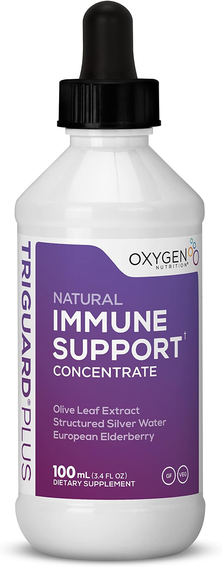 Oxygen Nutrition Triguard Plus Structured Colloidal Silver Immune Support | Olive Leaf Extract Silver Solution Intraoral and Topical Spray - 100 mL