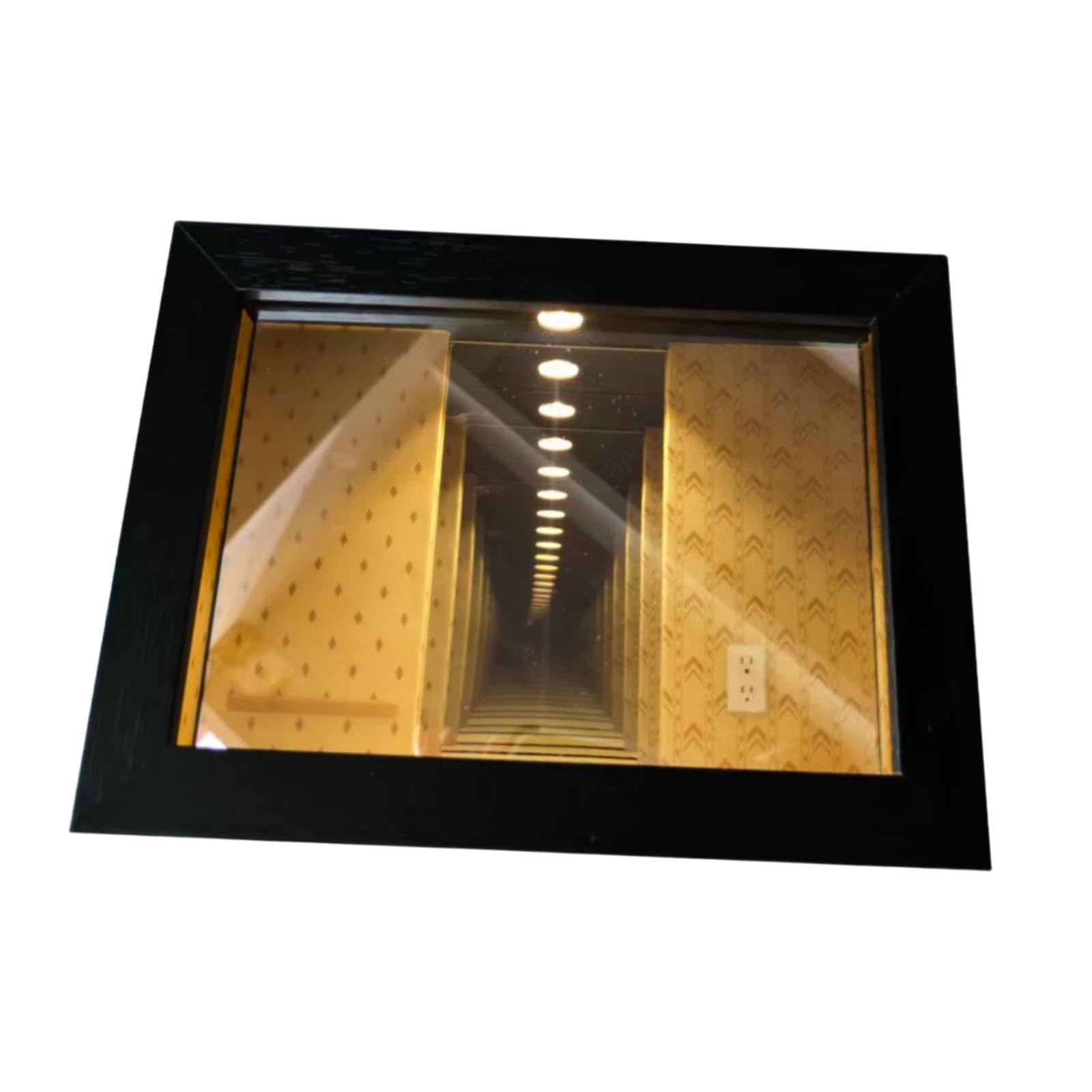 #N/A/a Marco de Fotos con Espejo 3D, Marco de Luz, Marco Decorativo para Mesa, Marco de Escritorio de Madera, óptica con Efecto de Profundidad.