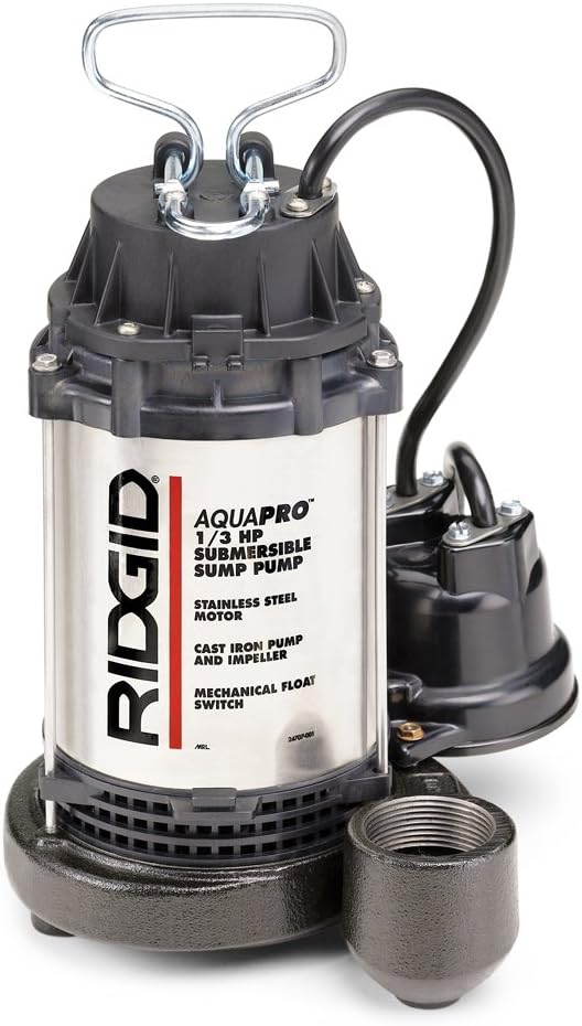 Ridgid 85992 SP330D Black 1/3 Horsepower Submersible Sump Pump