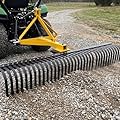 6 ft 3 Point Landscape Rake, 72 Inch Tractor Rock Rake with 37 Steel Tines & 360 Degree Rotation, Heavy Duty Tow Behind Garden Tool for Category 1 & Cat 2 Tractors, Yellow