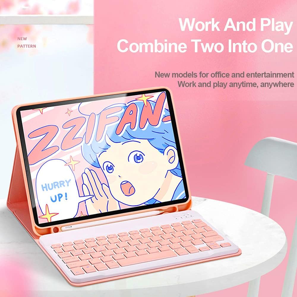 iPad Keyboard Case for iPad mini 2 3 4 5 with Detachable Keyboard and Pen Holder, Slim Smart Auto Sleep/Wake Cover Case (Pink)