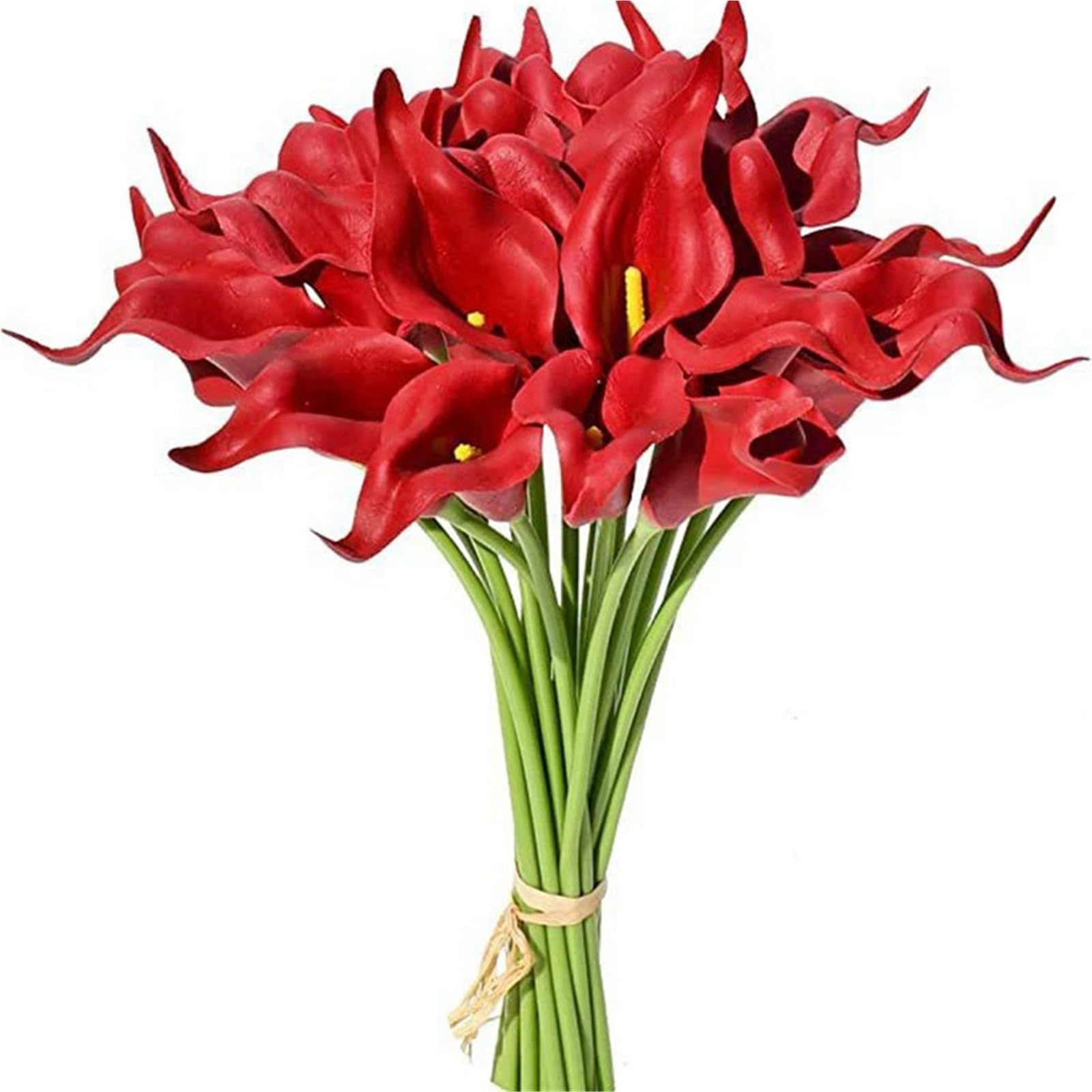 Dcrxz Artificial Flowers 20Pcs White Calla Lily Artificial Flowers Bouquet Fake Flower Decorations for Home Room Wedding Bridal Vase Ornament(Red)