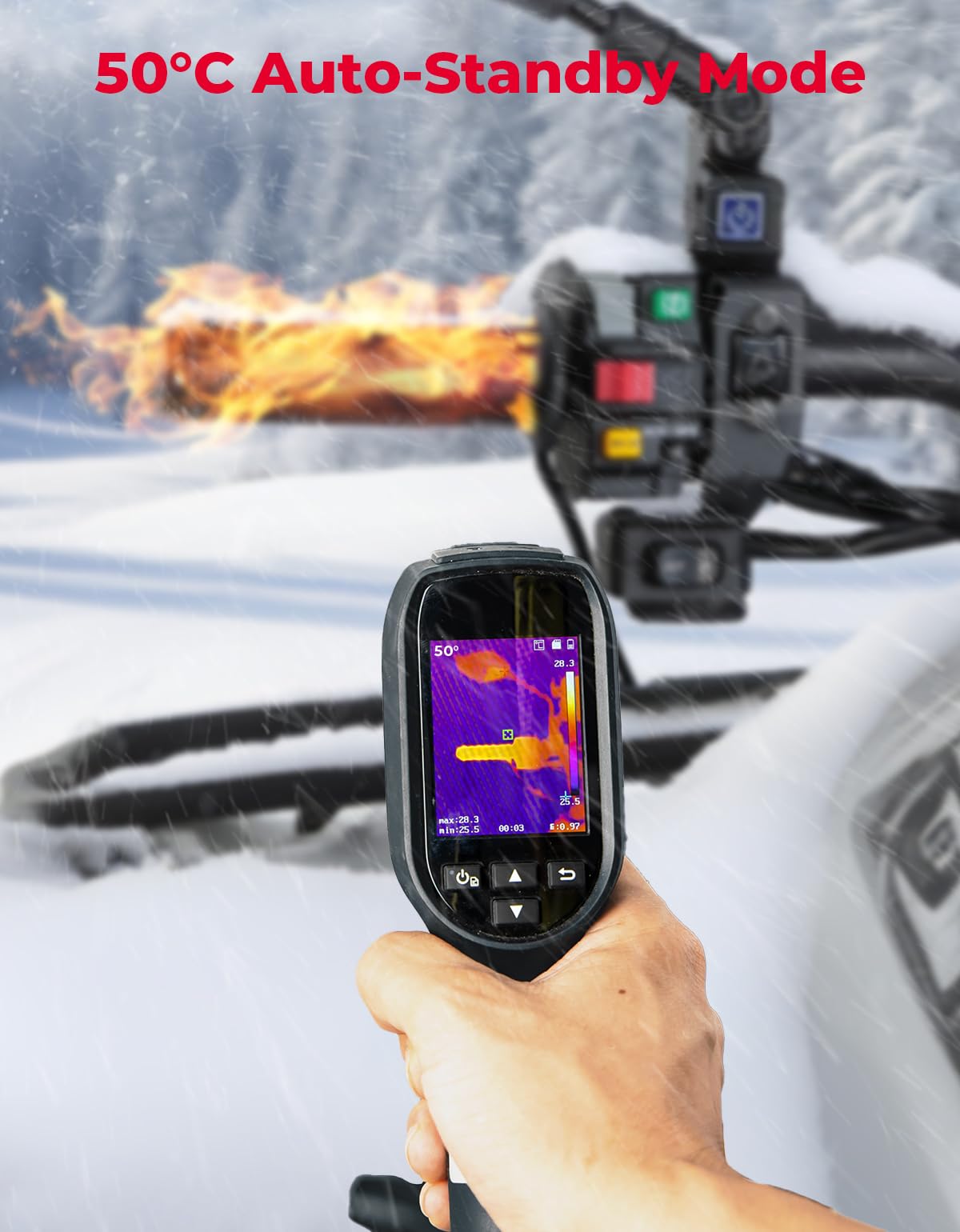 KEMIMOTO ATV beheizte Griffe mit Daumenwärmer, IP67 wasserdicht | 3-stufig einstellbare Temperatur & 50 °C Auto-Standby, universell für 12 V 22 mm ATV-Motorradlenker