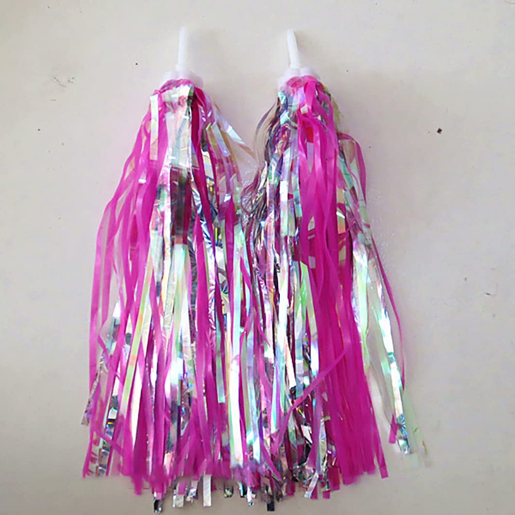 TJCGCKK 2 PCS Sparkle Bike Scooter Streamer Bicycle Tassel Ribbon for Girls Boys Hot Pink