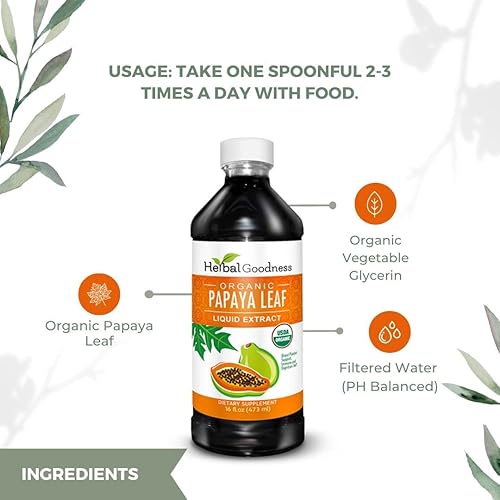 Miniatura 9 de Extracto de hoja de papaya para plaquetas y enzimas de papaya - 10 cápsulas digestivas y 15 veces soporte líquido para plaquetas - Salud
