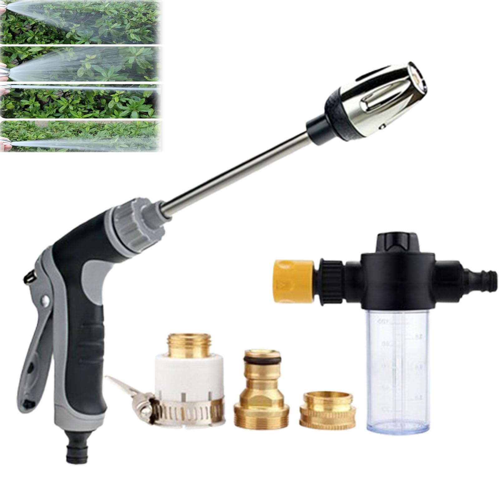 Aquoxis Pressure Washer– 15x More Powerful Than Hoses, Durable Stainless Steel, Universal Compatibility, 360° Rotating for Three Spray Modes with Foam Pot (with Foam Pot + Metal 3 Connector)