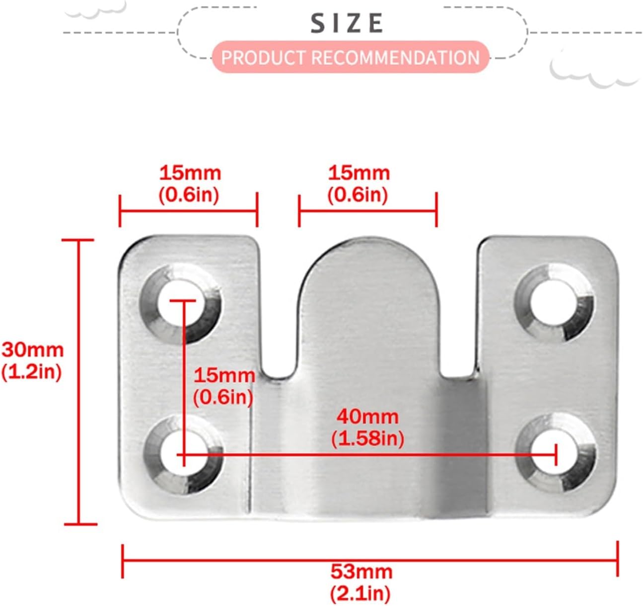 Interlock Hanging Buckle,wall brackets, 2/4pcs Headboard Wall Picture Hanger Display Hook Stainless Steel Interlocking Flush Mount Bracket Photo Frame Hardware ( Color : 4pcs , Size : 30*53mm ) ( Colo