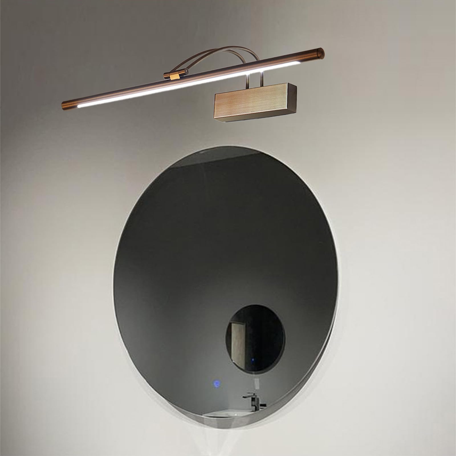 LED Spiegelleuchte Bad Wandleuchten mit 240° Schwenkbarem Faltbar Lampenkopf Wandbeleuchtung Modern Wasserdicht Wandleuchte für Wohnzimmer Badezimmer Schlafzimmer (Bronze Natürliches Licht,81cm)