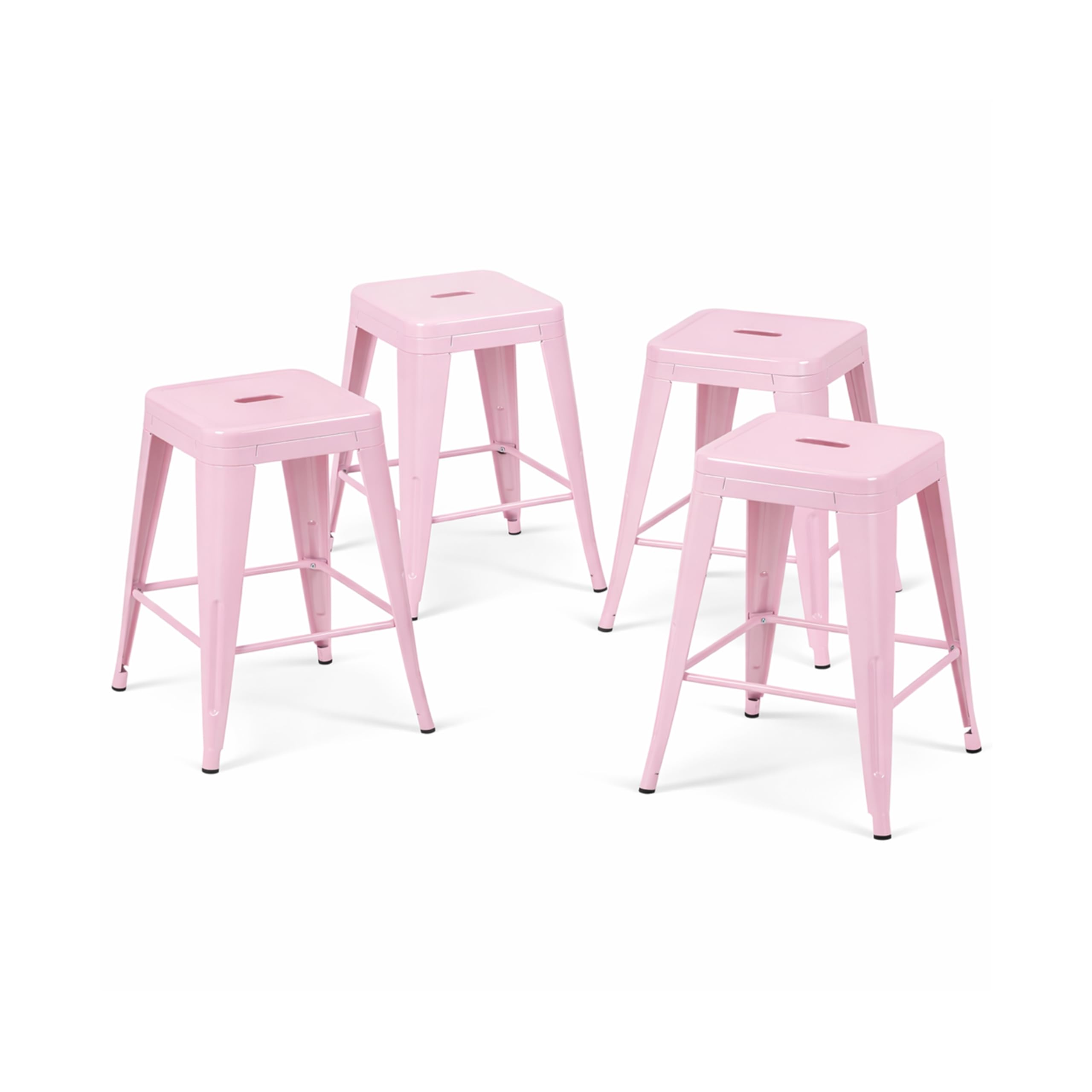 AC Pacific 24-Inch Stackable Metal Counter Height Bar Stools, Industrial Backless Steel Barstool with Powder-Coated Finish for Kitchen Island and Home