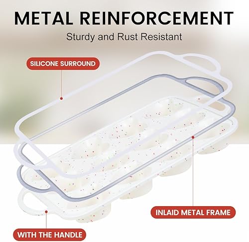 Miniatura 2 de Molde de silicona en forma de corazón, marco reforzado de metal, 12 tazas de moldes de silicona para hornear magdalenas, cupcakes, tartaletas,