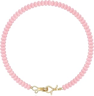 Gemstone Necklace, Beaded Necklaces for Women Teen Girl Gifts Trendy Stuff Choker Necklace Summer Gifts Best Friend Birthday Gift Girlfriend Stocking Stuffers for Her 14K Gold Bow Birthstone Bead Jewelry