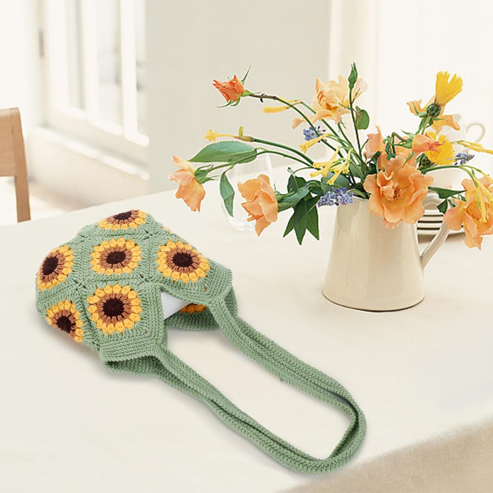 FREEBLOSS Kit Uncinetto Per Borsa Con Girasole - Include Manici In Legno, Filato, Istruzioni E Video Tutorial