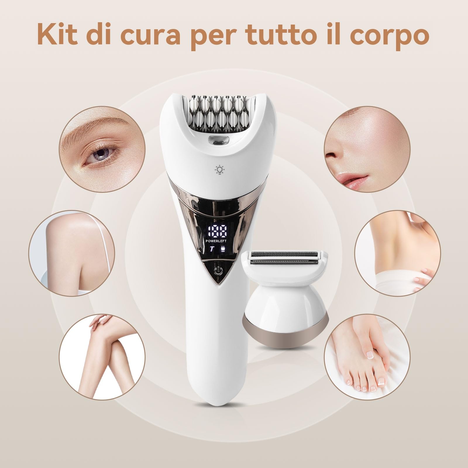 Epilatore elettrico da donna, 2 in 1, per viso, mento, braccia, gambe, ascelle, bikini, rasatura ed epilazione, testa larga per un'epilazione rapida, rasoio da donna bagnato e asciutto, 2 velocità