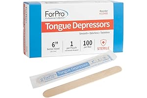 ForPro Professional Collection Senior Tongue Depressors: 6-Inch Long, Wax-Coated for Smooth Patient...