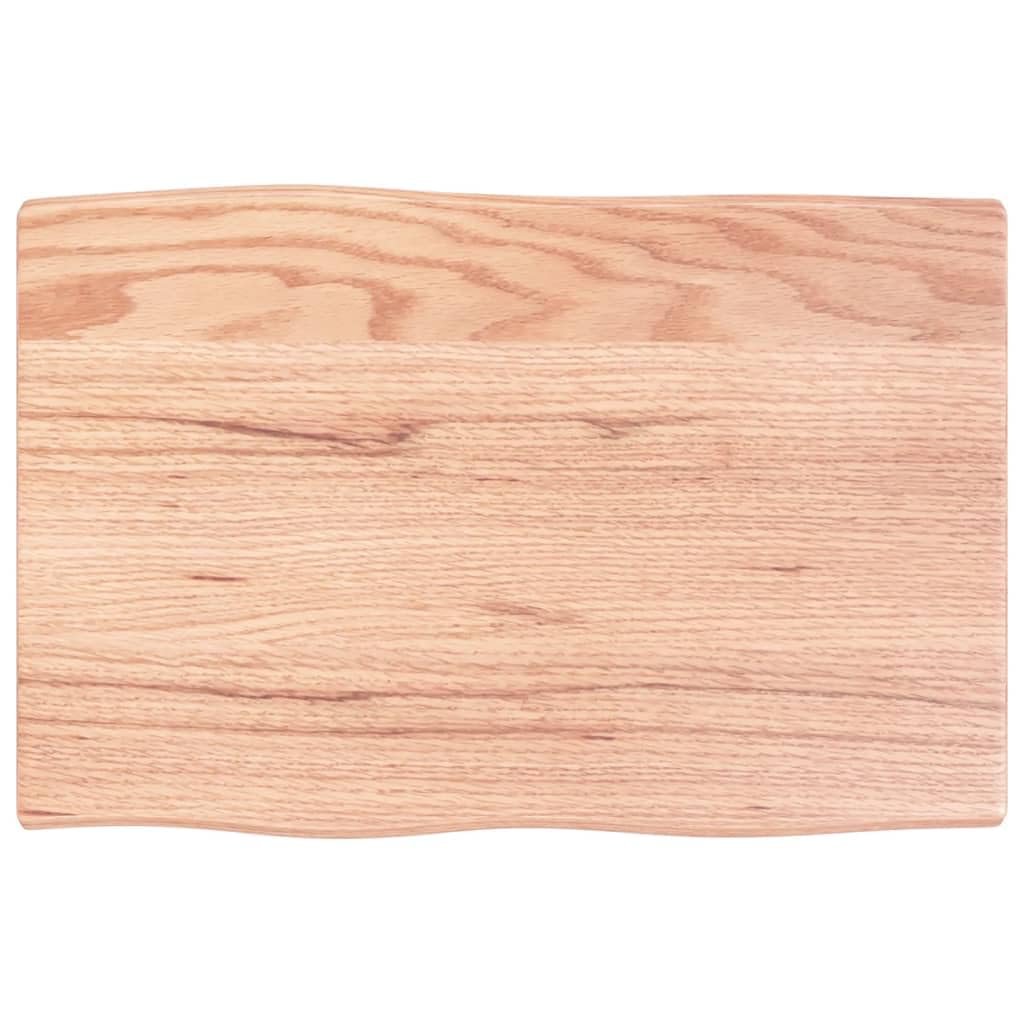 vidaXL Tischplatte aus Massivholz – Handgefertigte Eichenholzplatte, naturkante, lackiert, hellbraun 60x40x2 cm