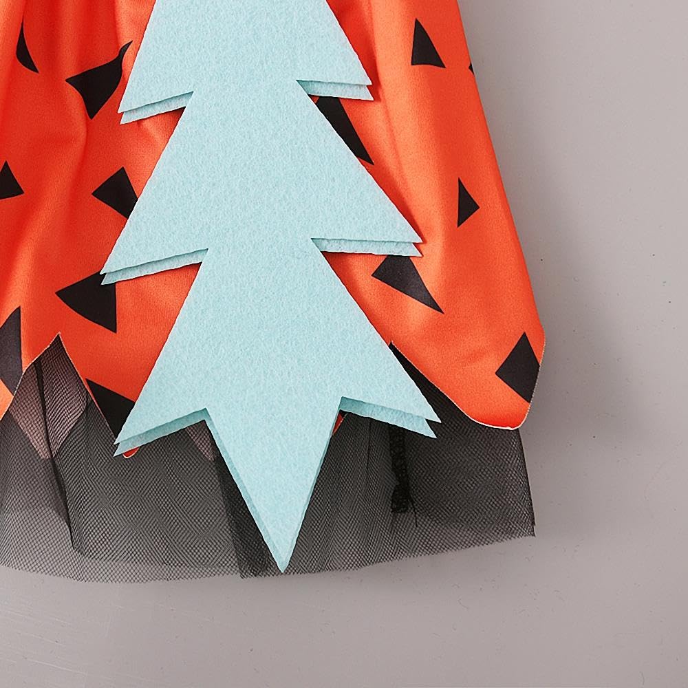 Lito Angels Disfraz de Carnaval Vestido de Pebbles Picapiedra con Diadema para Bebe y Niñas Pequeños, Naranja Verde