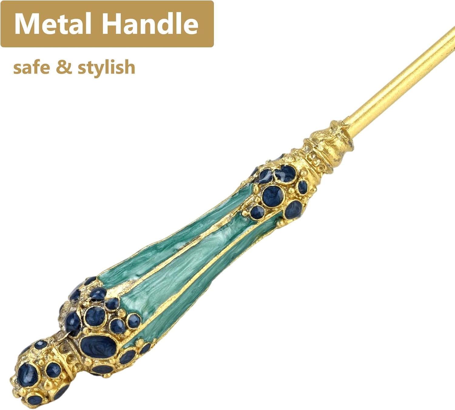 Vintage Candle Snuffer Decorative Royal-Style Candle Flame Extinguisher Tool to Put Out Candle Flame Safely and Stylishly, 7.2 x 2.75 x 1.55 Inches (Turquoise) image 3