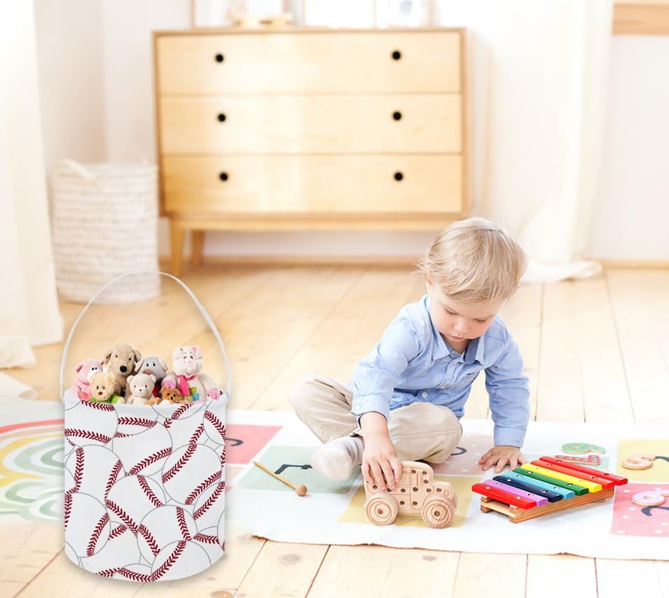 Image of Baseball Bucket,Kids Bucket, Small Gift Bucket with Handles for Kids Room Decor.Toy Bucket.(Baseball)