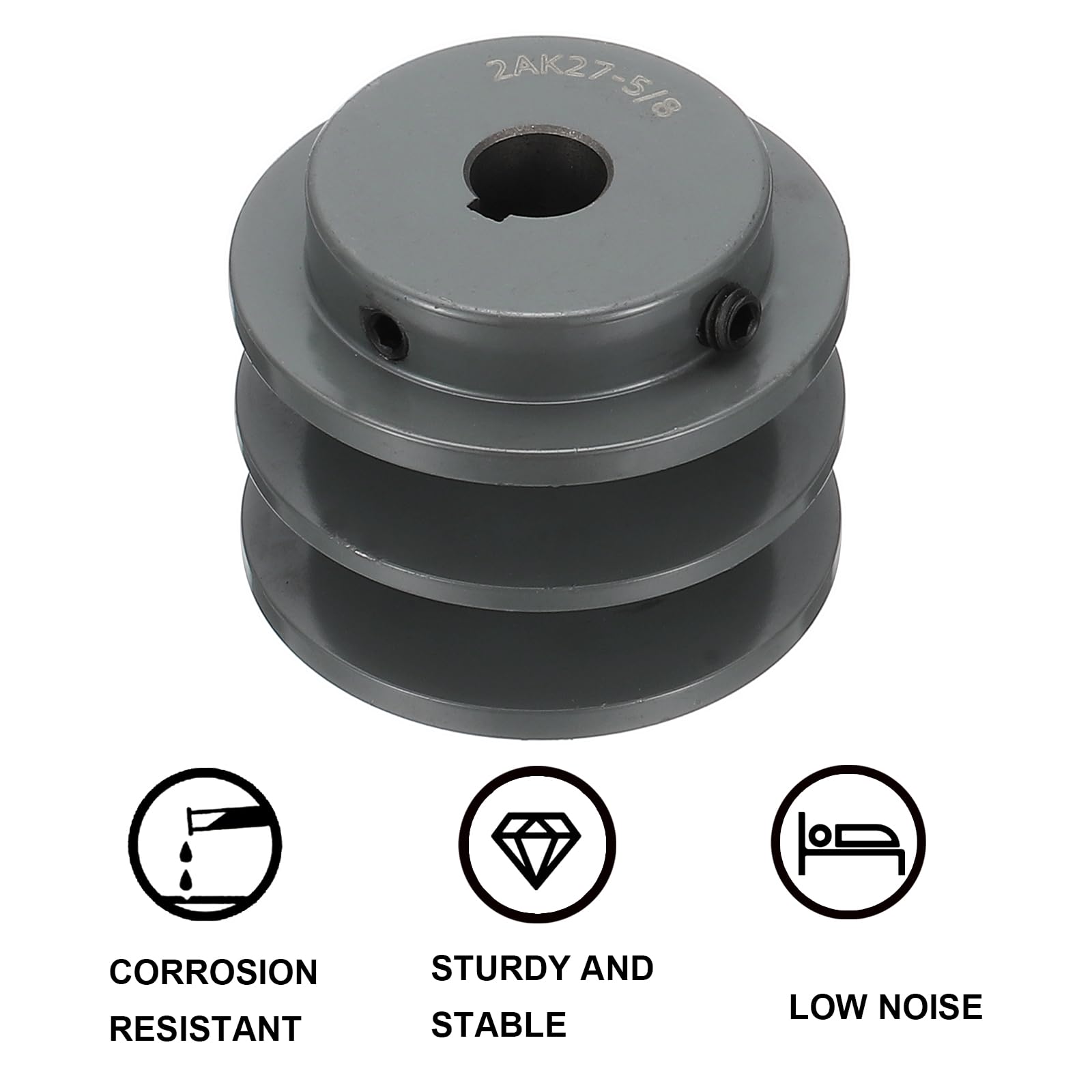 uxcell 2BK27-1 V-Belt Sheave 1Bore 2.85OD Double Groove Web Sheave